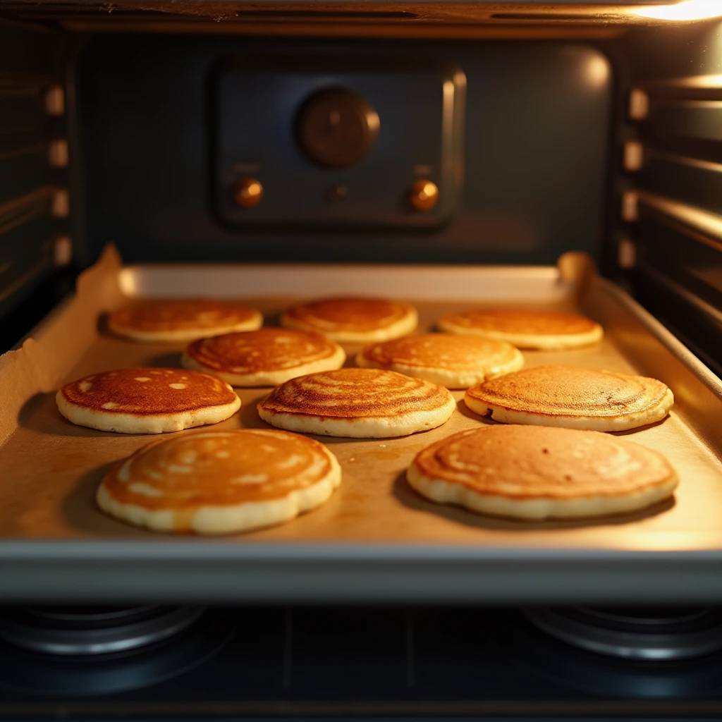 pancakes in a pan in an oven